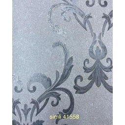 Golden Black Açık Gri Üzerine Gümüş Damask Desenli 41558 Duvar Kağıdı 16.10 M²