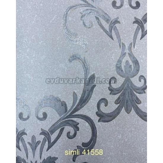 Golden Black Açık Gri Üzerine Gümüş Damask Desenli 41558 Duvar Kağıdı 16.10 M²